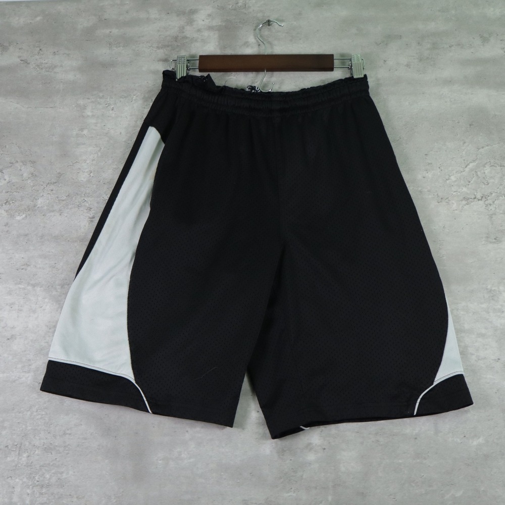 y2k foot locker basketball shorts baggy black white mens small